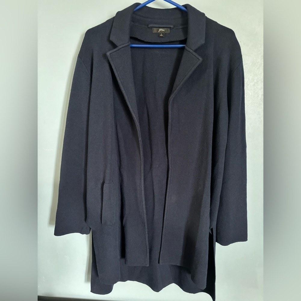 J. Crew Navy Cardigan Jacket Cotton/Wool Blend